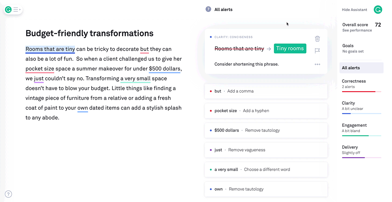Animation of in Grammarly action