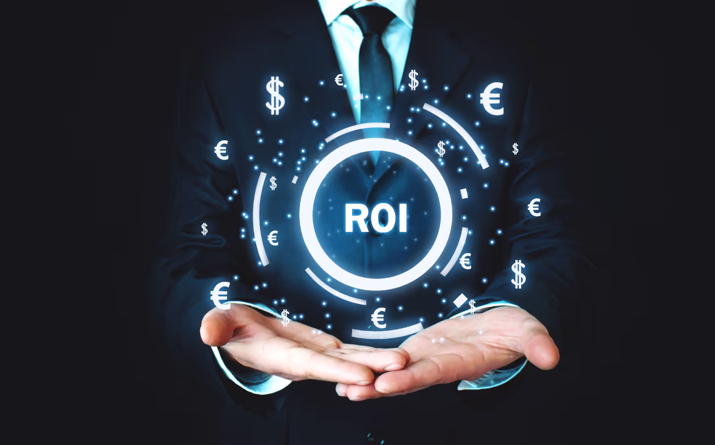 A businessman contemplating ROI compared to his costs