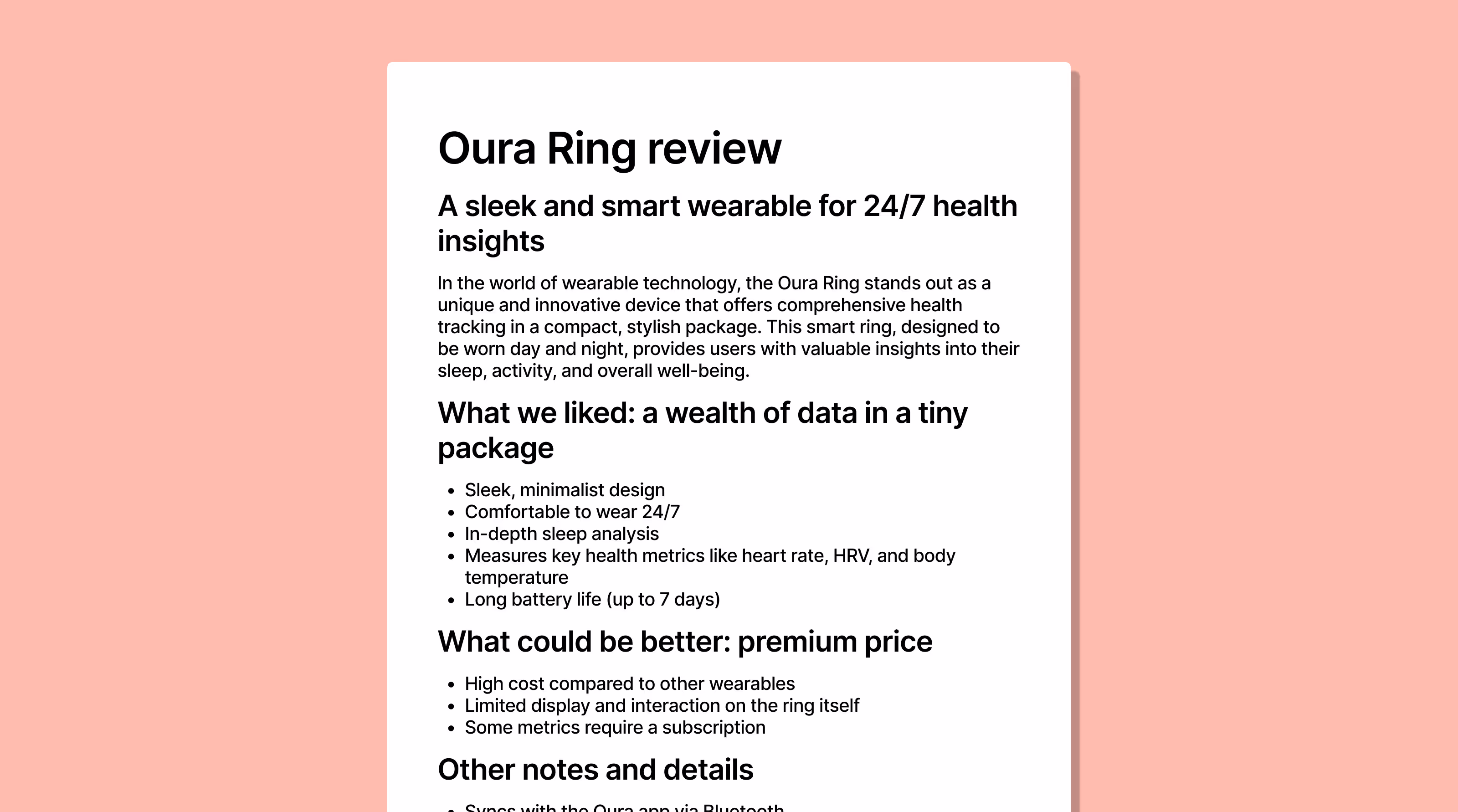 A complete product review about an Oura ring.