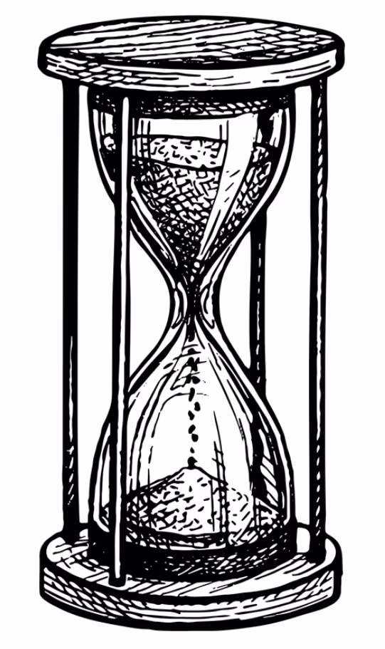 An hourglass with most of the sand at the top: you've got time